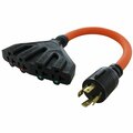 Ac Works 1.5ft L14-30P 4-Prong 30A Plug to 4 NEMA 5-15/20R 20A Adapter Cord L1430F520-018